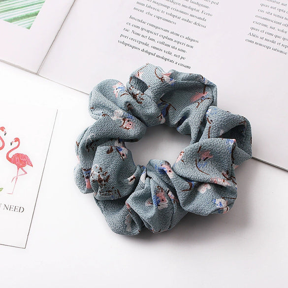 Floral Chiffon Scrunchie Hair Tie Handmade Highelastic Fabric Hair Accessory Wholesale
