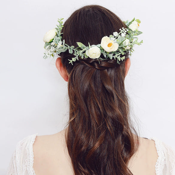 Floral Cloth Hairband And Hair Comb Set For Women Bride Bridesmaid And Flower Girl Forest Style Photo Hair Accessories