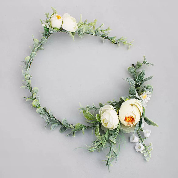 Floral Cloth Hairband And Hair Comb Set For Women Bride Bridesmaid And Flower Girl Forest Style Photo Hair Accessories