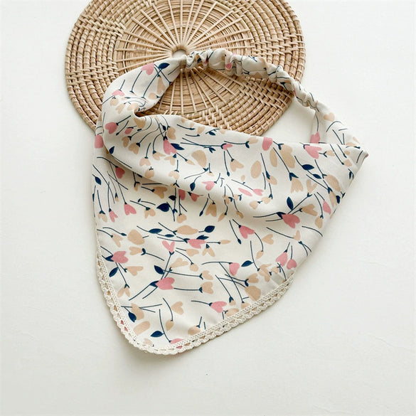 Floral Fabric Triangle Scarf Geometric Style Women's Headwear