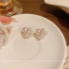 Floral Imitation Pearl Earrings For Women Electroplated Retro Style