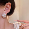 Floral Imitation Pearl Earrings For Women Electroplated Retro Style