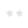 Floral Imitation Pearl Earrings For Women Electroplated Retro Style