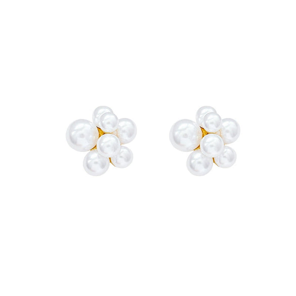 Floral Imitation Pearl Earrings For Women Electroplated Retro Style