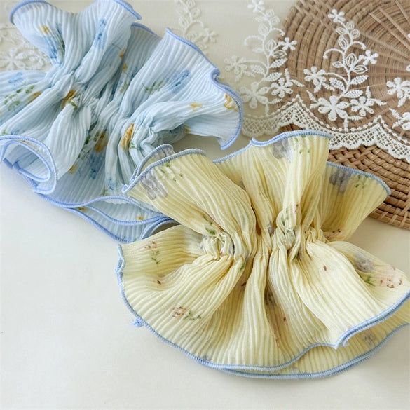 Floral Multilayer Scrunchie For Women Fabric Handmade Sweet Style Hair Tie