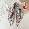 Floral Ribbon Scrunchie Hair Tie Handmade Fabric Women's Hair Accessory