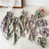 Floral Ribbon Scrunchie Hair Tie Handmade Fabric Women's Hair Accessory