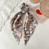 Floral Ribbon Scrunchie Hair Tie Handmade Fabric Women's Hair Accessory
