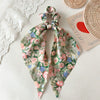 Floral Ribbon Scrunchie Hair Tie Handmade Fabric Women's Hair Accessory