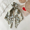Floral Ribbon Scrunchie Hair Tie Handmade Fabric Women's Hair Accessory