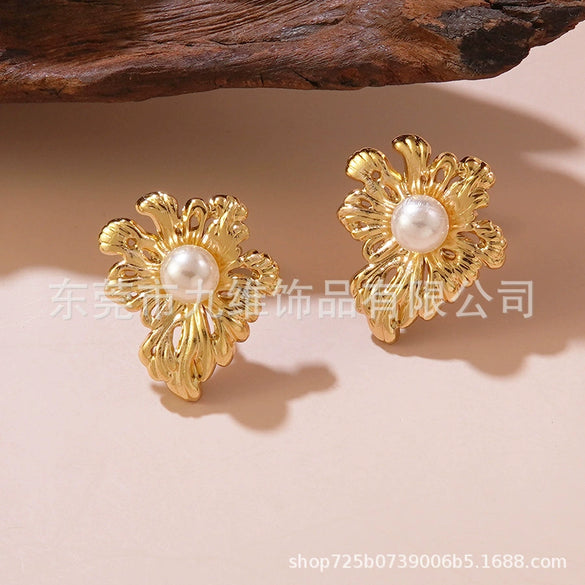 Floral Stainless Steel Stamping Earrings