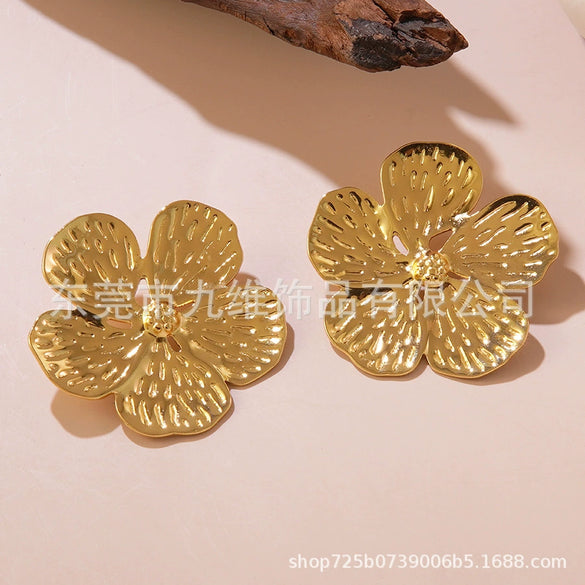 Floral Stainless Steel Stamping Earrings
