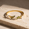 Flower And Leaf Design Vacuum Gold Plated Stainless Steel Bracelet For Women Simple Stylish Jewelry