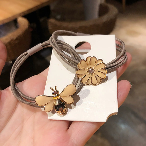 Flower Bee Hair Accessories Alloy Handmade High Elasticity Women's Headwear Hair Rope