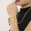 Flower Butterfly Zircon Czech Glass Stainless Steel 18K Gold Plated Women's Bracelet With High Edition Buckle And Electroplating Treatment