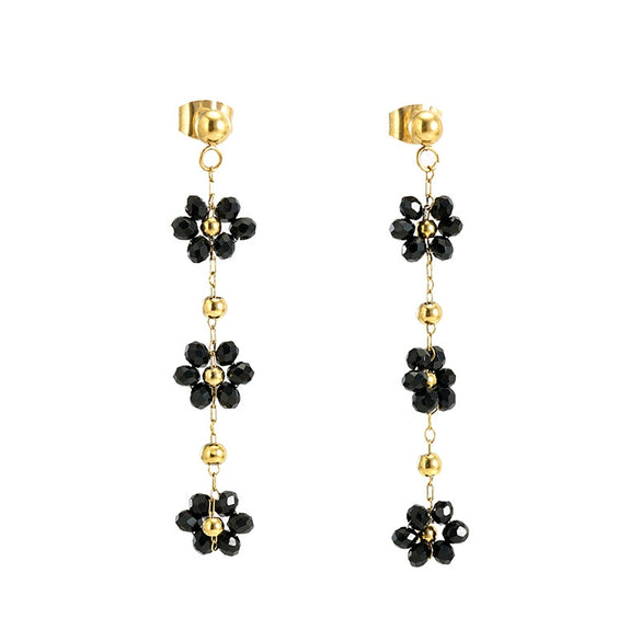 Flower Crystal 316L Stainless Steel Earrings For Women With Electroplating