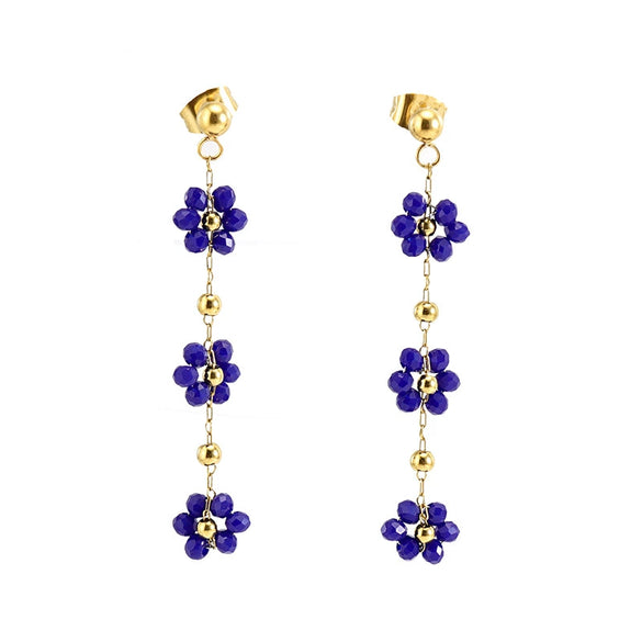 Flower Crystal 316L Stainless Steel Earrings For Women With Electroplating