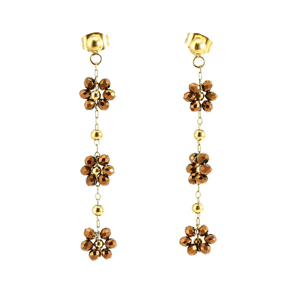 Flower Crystal 316L Stainless Steel Earrings For Women With Electroplating