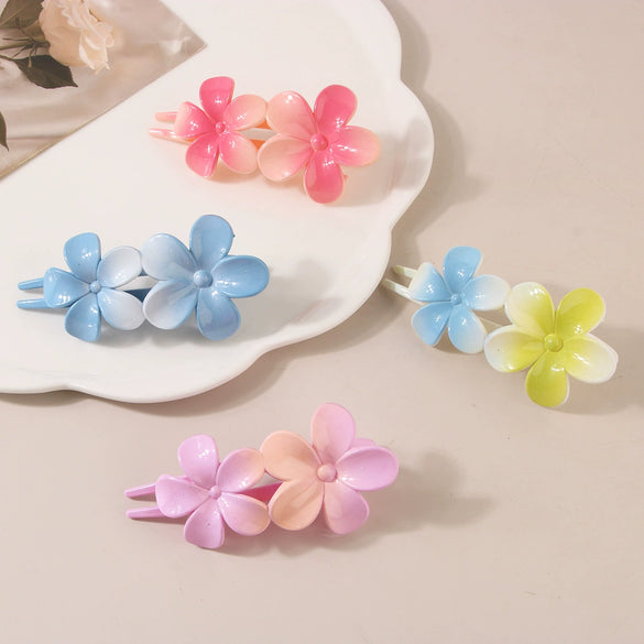 Flower Duckbill Hairpin With Gradient Design And Baking Paint Process For Women