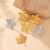 Flower Earrings Geometrical Irregular Hammer Pleated Design Titanium Steel 18K Gold Plated Retro Earrings For Women