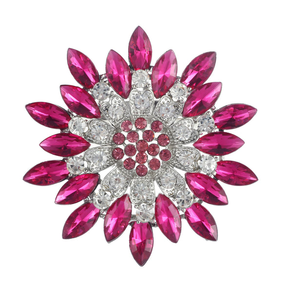 Flower Encrusted Alloy And Acrylic Brooch Electroplated Women's And Unisex Clothing Accessory