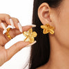 Flower Geometric Irregular Hammer Pleated 316L Stainless Steel 18K Gold Plated Vintage Women's Earrings