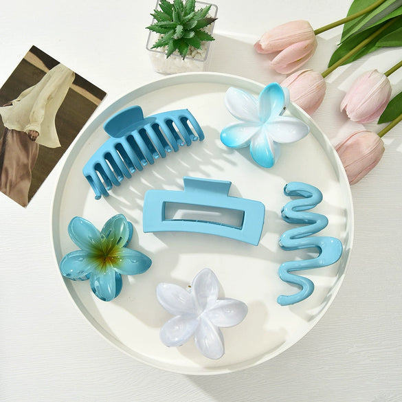 Flower Hairpin Set Acrylic Plumeria Baking Paint For Women