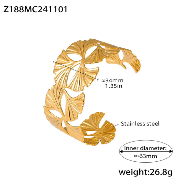 Flower Hollow Opening 316L Stainless Steel Geometric Electroplated Adjustable Bracelet