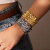 Flower Hollow Opening 316L Stainless Steel Geometric Electroplated Adjustable Bracelet