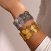 Flower Hollow Opening 316L Stainless Steel Geometric Electroplated Adjustable Bracelet