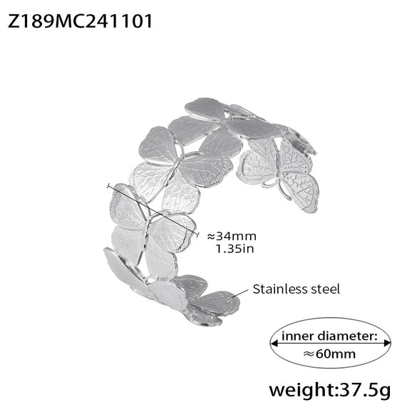 Flower Hollow Opening 316L Stainless Steel Geometric Electroplated Adjustable Bracelet