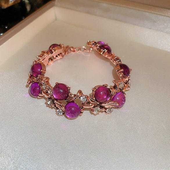 Flower Imitation Pearl Mid Ancient Necklace Bracelet Suit With Diamond Embedded For Women Light Luxury High Grade Clavicle Chain Jewelry