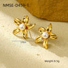 Flower Inlaid Stainless Steel And 18K Gold Electroplated Women's Earrings