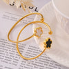 Flower Jewelry Inlaid White Shell Acrylic 316L Stainless Steel Open Bracelet With Electroplating Treatment
