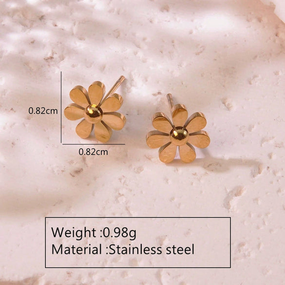 Flower Jewelry Set Stainless Steel Electroplating O Shaped Chain Little Daisy Rhinestones For Women