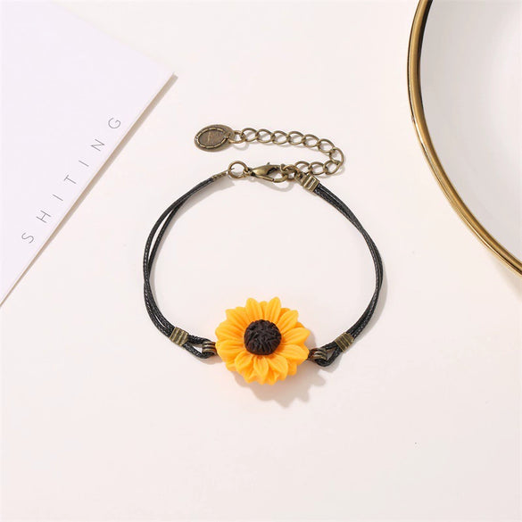 Flower Pattern Resin Bracelet With Electroplating For Women