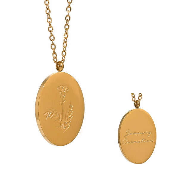 Flower Pattern Titanium Steel And Stainless Steel Gold Inlaid Necklace Ochain
