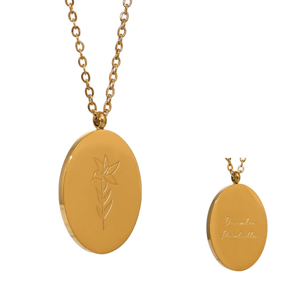 Flower Pattern Titanium Steel And Stainless Steel Gold Inlaid Necklace Ochain