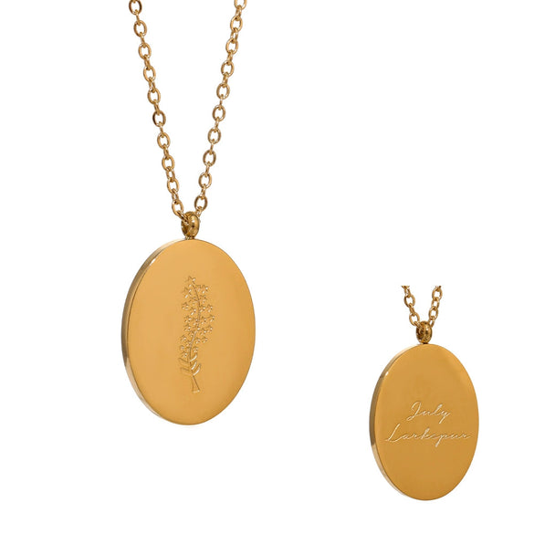 Flower Pattern Titanium Steel And Stainless Steel Gold Inlaid Necklace Ochain