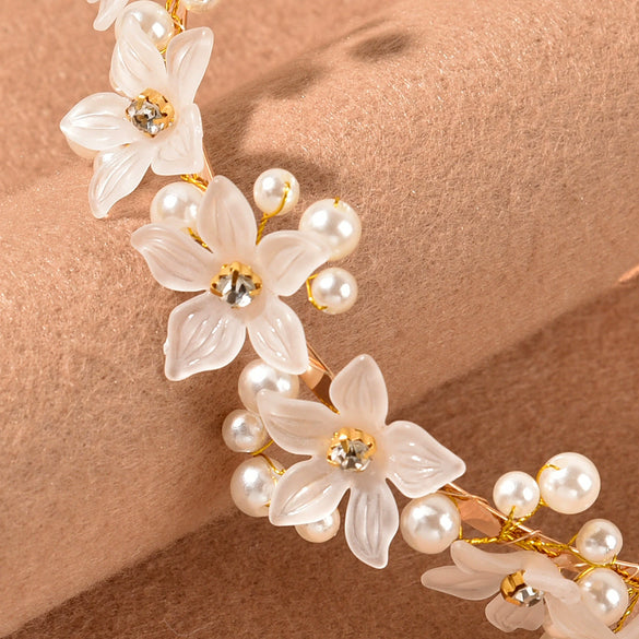 Flower Pearl Hair Band Hair Accessories Acrylic Material