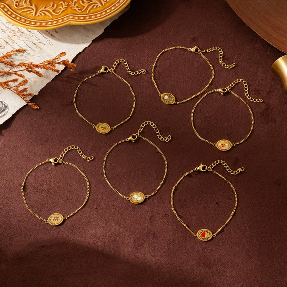 Flower Series Titanium Steel Retro Exquisite Electroplated Jewelry Necklace Bracelet For Women