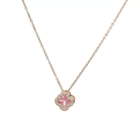 Flower Shaped Jade Pendant Titanium Steel Necklace With Electroplating Treatment Joker Themed