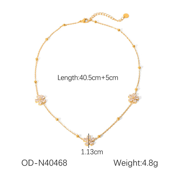 Flower Shaped Women's Jewelry Set With Daisy Pattern In Titanium Steel And Stainless Steel Set With Diamonds And Vacuum Electroplated Diamond