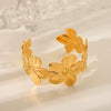 Flower Stainless Steel Open Bracelet For Women With Electroplating