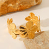 Flower Stainless Steel Open Bracelet For Women With Electroplating