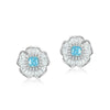 Flower Stud Earrings 925 Silver Ice Flower Cut High Carbon Diamond