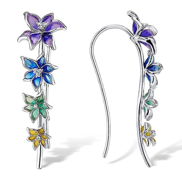Flower Trumpet Earrings Copper With Zirconia For Women