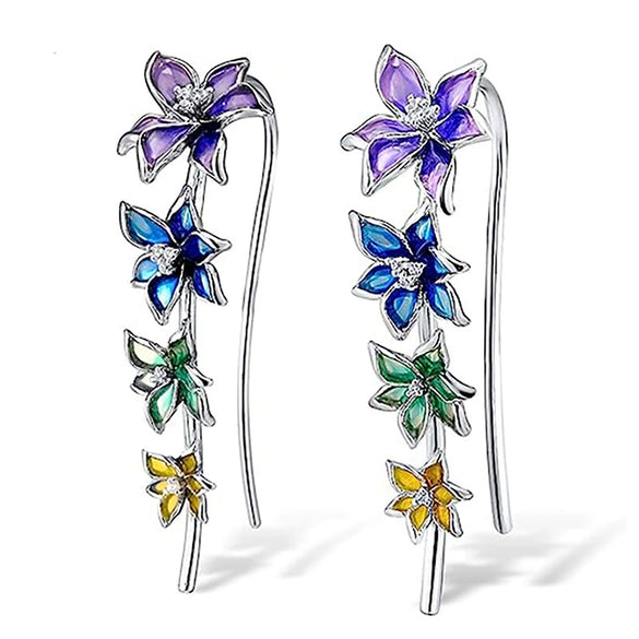 Flower Trumpet Earrings Copper With Zirconia For Women