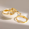 Flowerembellished Diamondstudded 18K Goldplated Stainless Steel Bracelet With Light Luxury Style