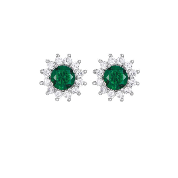 Flowershaped Colorful Zircon Earrings Copper Set With Gemstones Unisex